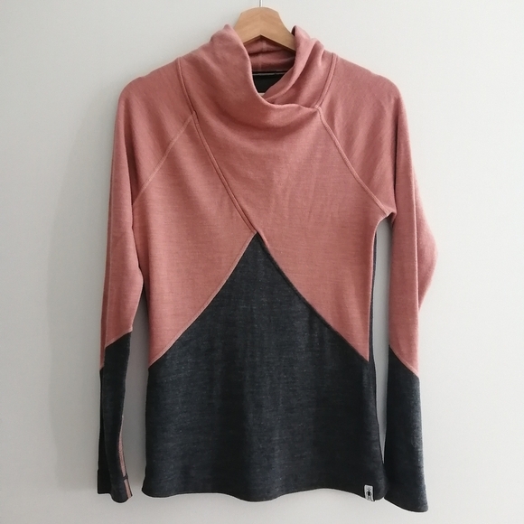 Smartwool Merino 250 Crossover Neck Sweater Pink Gray 100% Merino Wool Medium - Picture 3 of 16